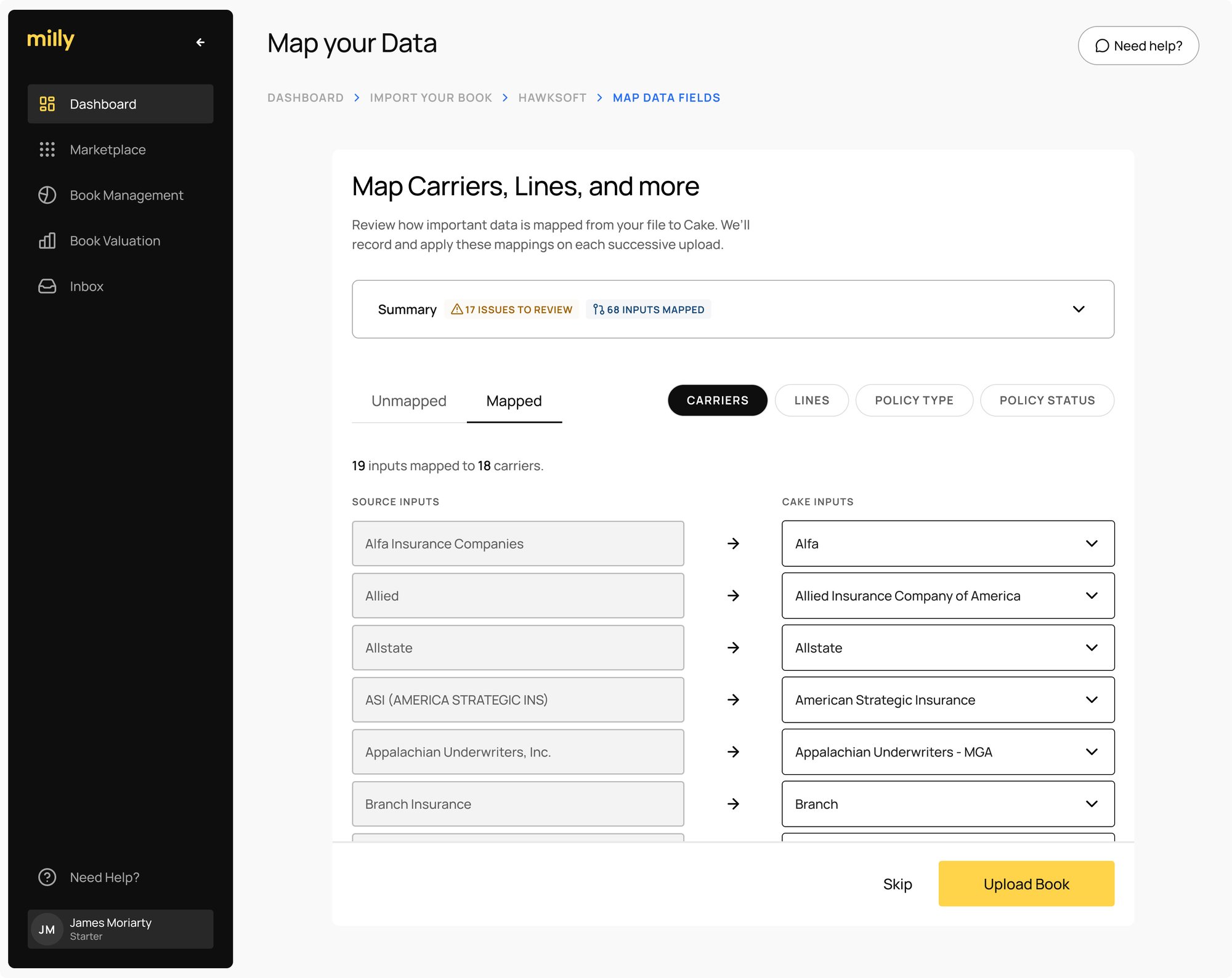 Hawksoft Step 5_ Mapped Carriers, Lines, and more