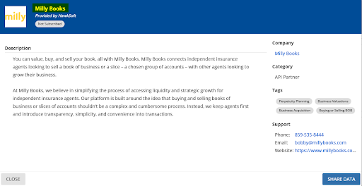 Milly Books in Hawksoft Marketplace